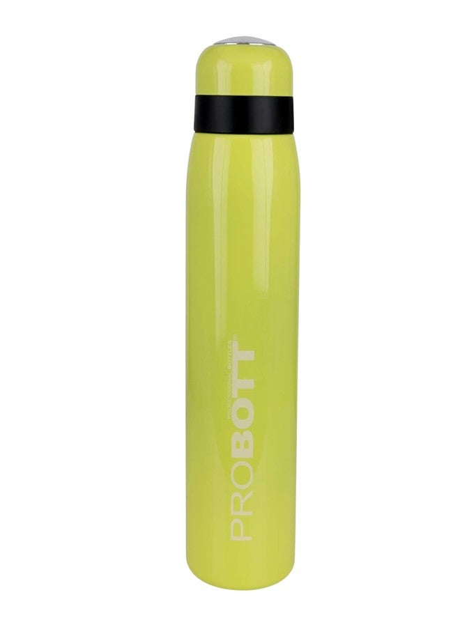 Probott Drops 500 ml Screw Cap Wide Sipping Mount Flask 500ml, Yellow | Stainless Steel Hot & Cold Water Bottle | Double Walled Vacuum Flask | Perfect for Office, Gym, Traveler | Leakproof - Image 1